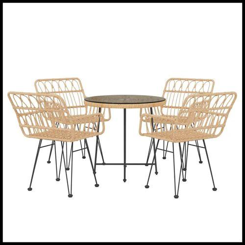 vidaXL 5 Piece Garden Dining Set with Weather Resistant Poly Rattan for Outdoor Entertaining by vidaXL