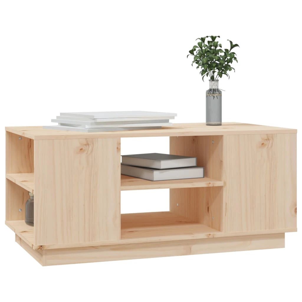 vidaXL VidaXL Coffee Table 90x49x40.5 cm Solid Pine Wood With Open Shelves For Living Room - Coffee Table