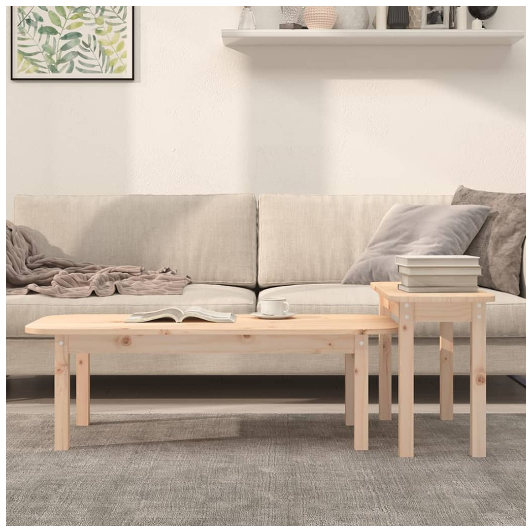 vidaXL vidaXL Two Piece Coffee Table Set Nesting Tables Solid Pine Wood Space Saving Living Room Decor - Coffee Table