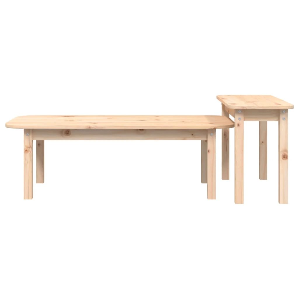 vidaXL vidaXL Two Piece Coffee Table Set Nesting Tables Solid Pine Wood Space Saving Living Room Decor - Coffee Table