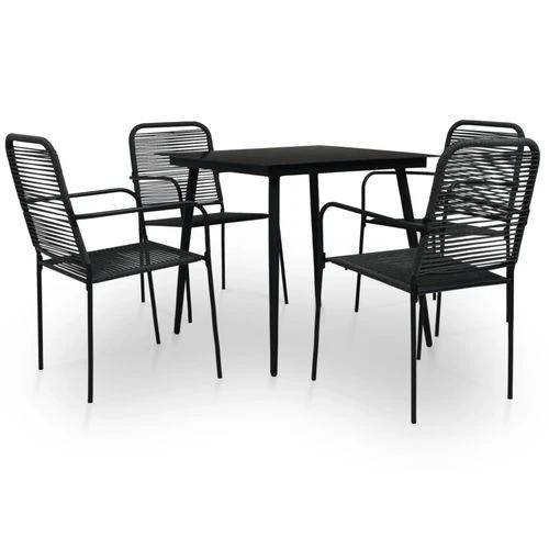 vidaXL 5 Piece Garden Dining Set Cotton Rope and Steel Black by vidaXL