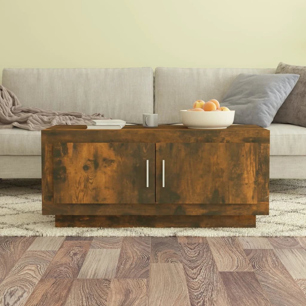 vidaXL vidaXL Coffee Table 102x50x45 cm Smoked Oak Finish Engineered Wood For Living Room Decor - Coffee Table