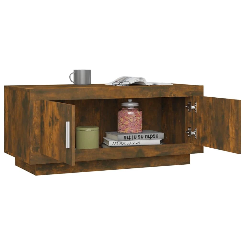 vidaXL Coffee Table 102x50x45 cm Smoked Oak Finish Engineered Wood For Living Room Decor by vidaXL