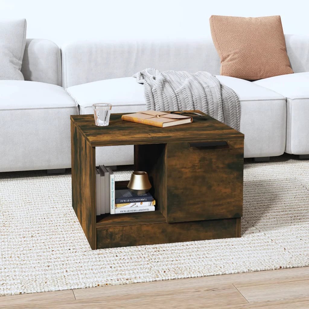 VidaXL Coffee Table 50x50x36 cm Smoked Oak Engineered Wood With Two Compartments Living Room by vidaXL