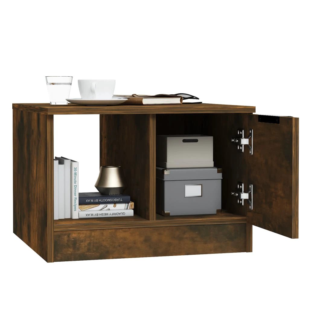 VidaXL Coffee Table 50x50x36 cm Smoked Oak Engineered Wood With Two Compartments Living Room by vidaXL