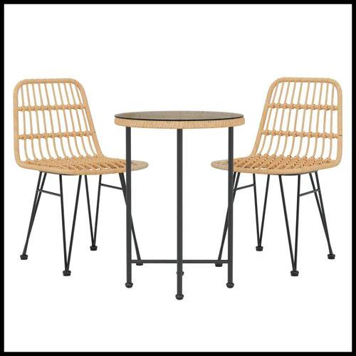 vidaXL 3 Piece Outdoor Dining Set with Weather Resistant Poly Rattan for Stylish Garden Spaces by vidaXL