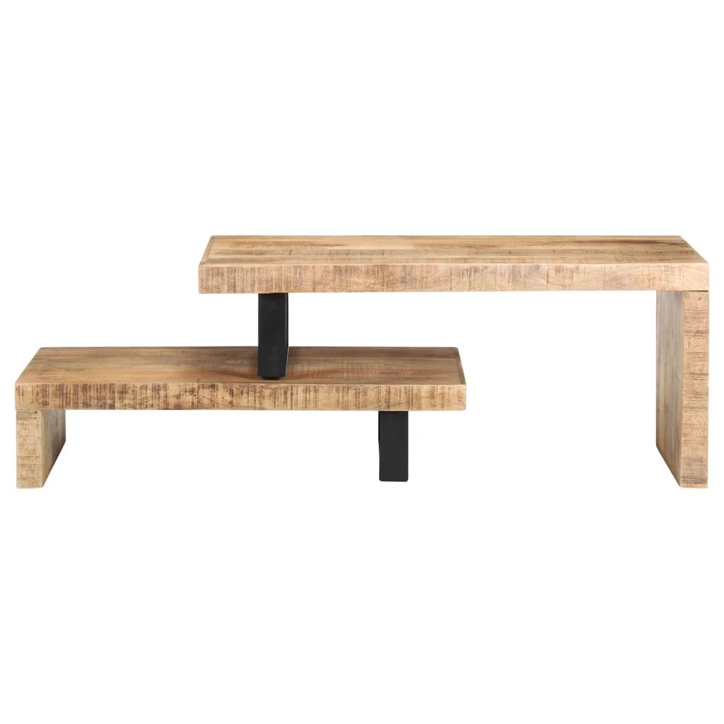 vidaXL Two Piece Coffee Table Set Solid Mango Wood Construction With Rustic Finish For Living Room Or Office by vidaXL