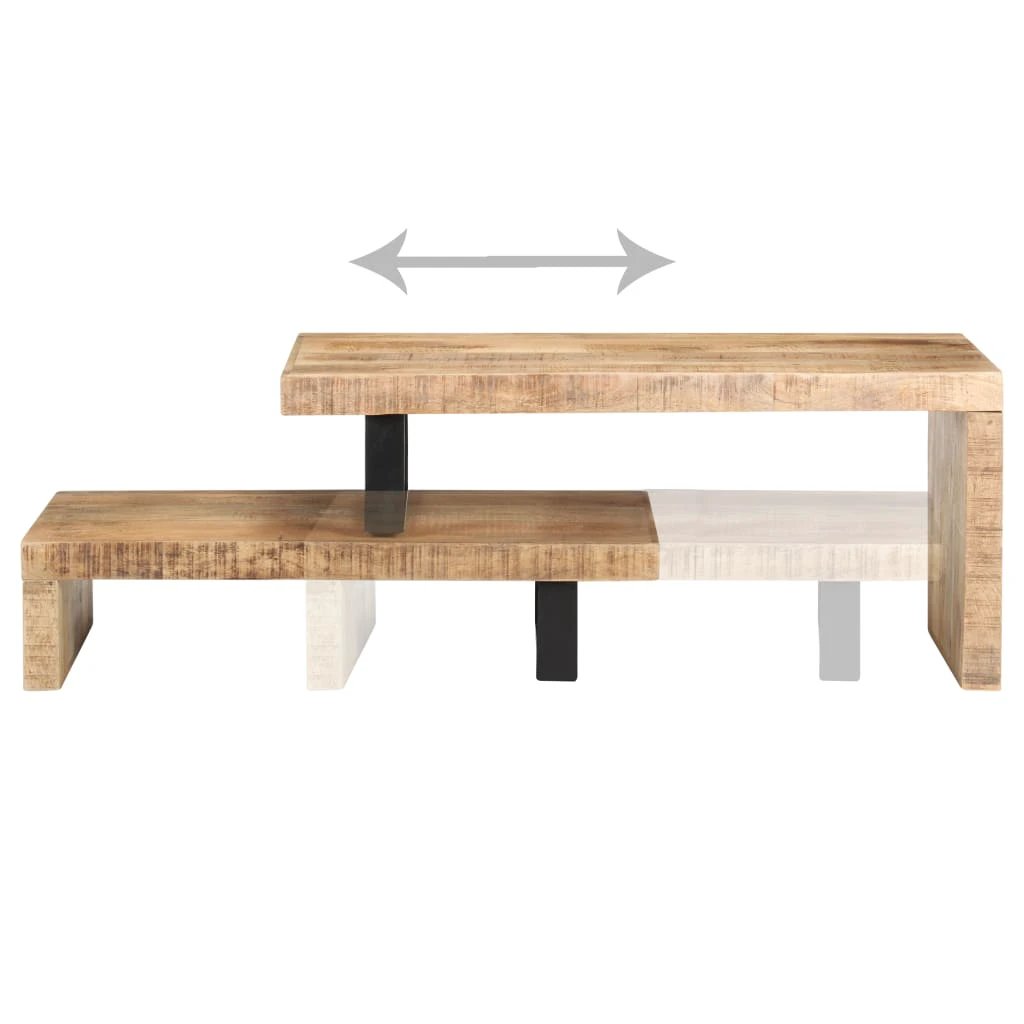 vidaXL Two Piece Coffee Table Set Solid Mango Wood Construction With Rustic Finish For Living Room Or Office by vidaXL