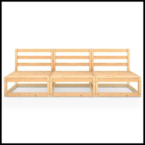 vidaXL vidaXL Garden 3-Seater Sofa with Modular Design in Solid Pinewood for Outdoor Relaxation and Socializing - Garden Sofa Sets