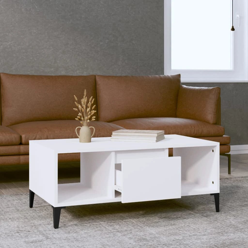 vidaXL VidaXL Coffee Table 90x50x36.5 cm Engineered Wood With Drawer And Open Shelves For Living Room - Coffee Table
