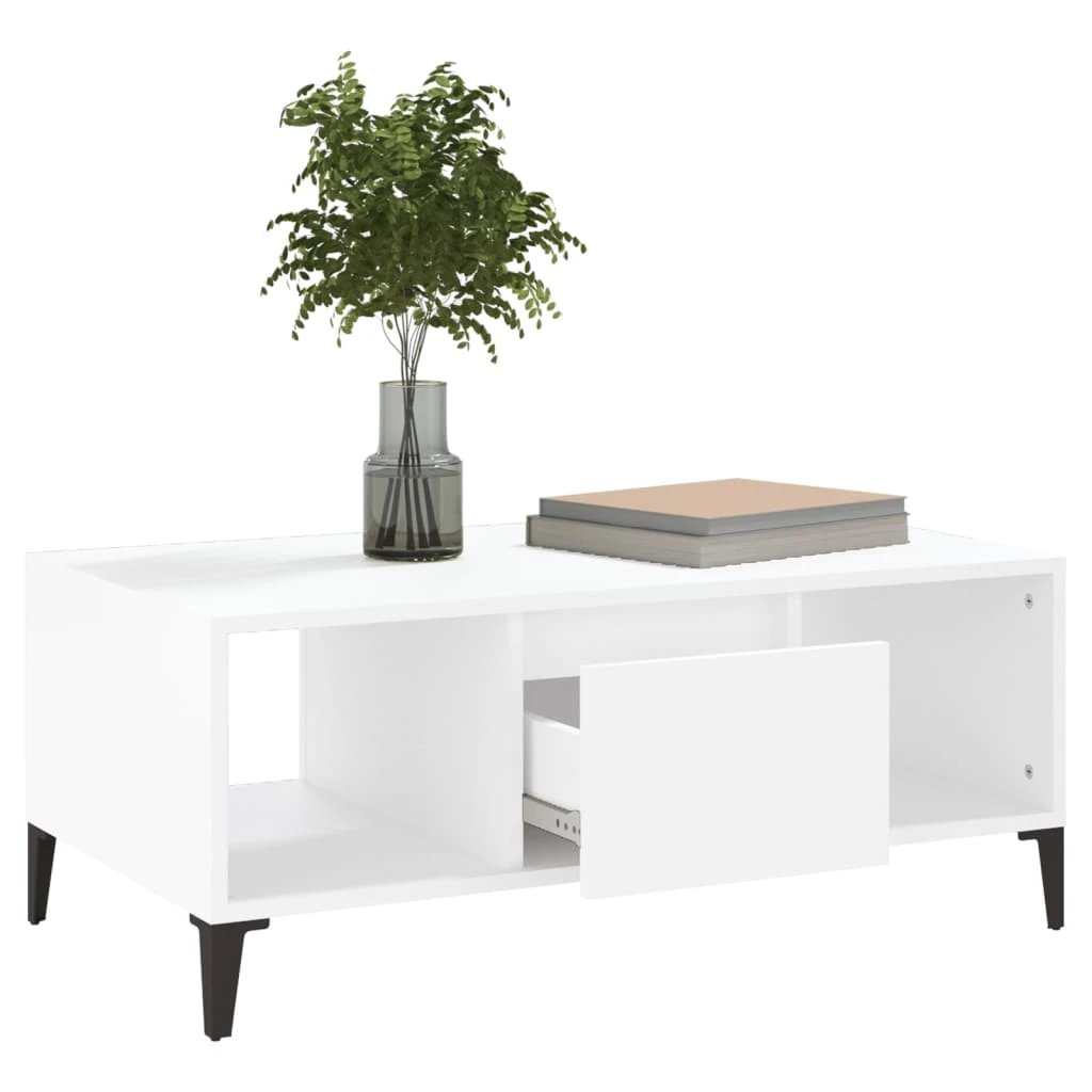 vidaXL VidaXL Coffee Table 90x50x36.5 cm Engineered Wood With Drawer And Open Shelves For Living Room - Coffee Table