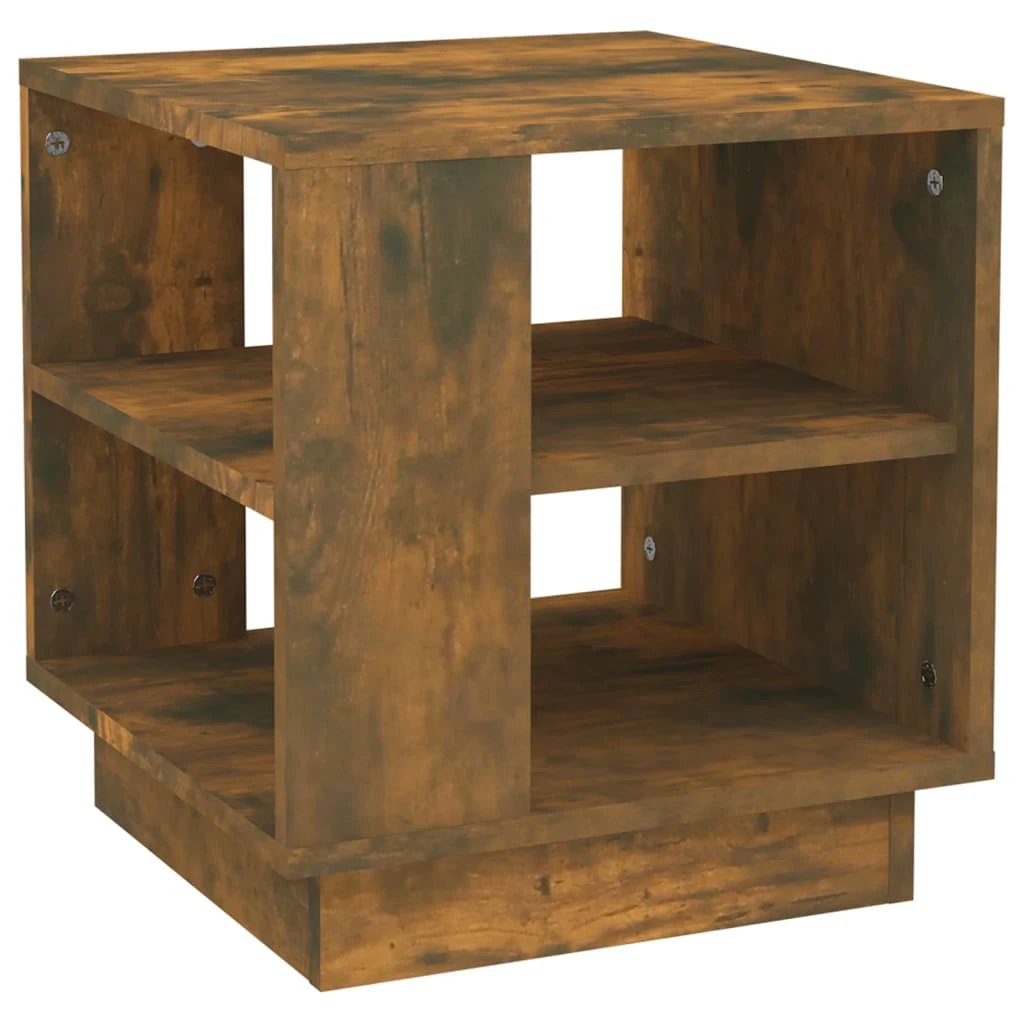 VidaXL Coffee Table 40X40X43 Cm Smoked Oak Engineered Wood With 2 Shelves For Living Room by vidaXL