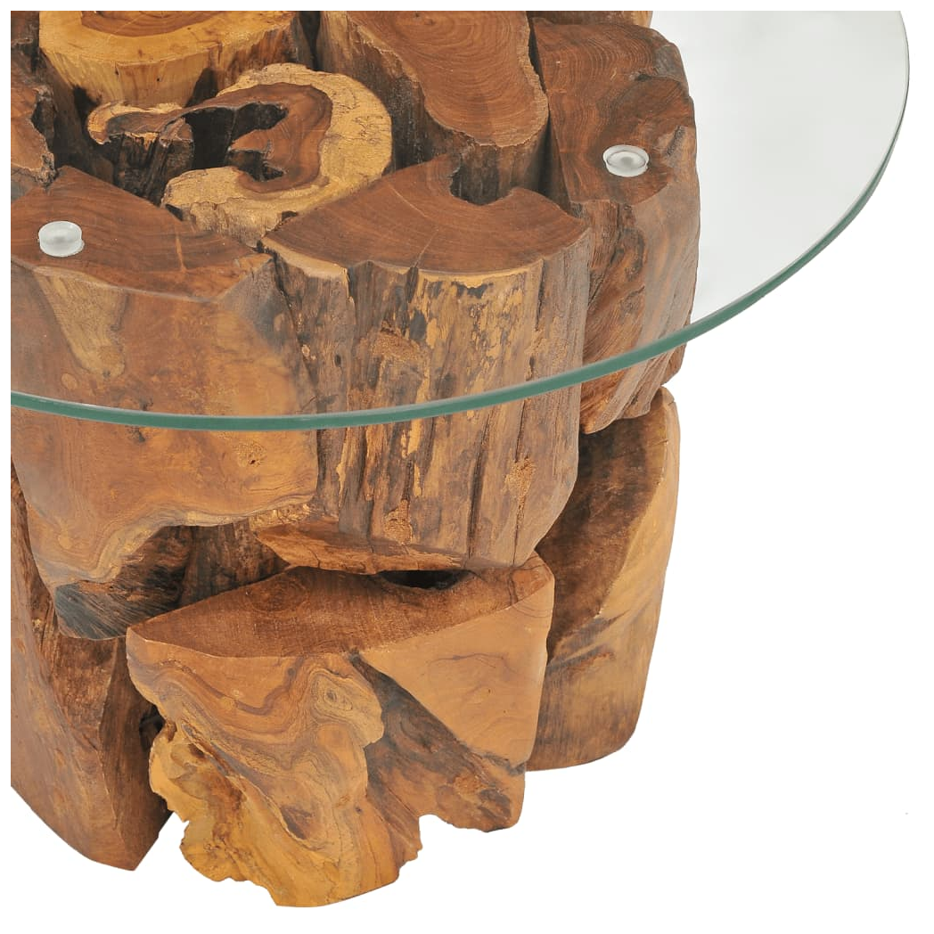 VidaXL Coffee Table 60cm Teak Driftwood GlassTop by vidaXL