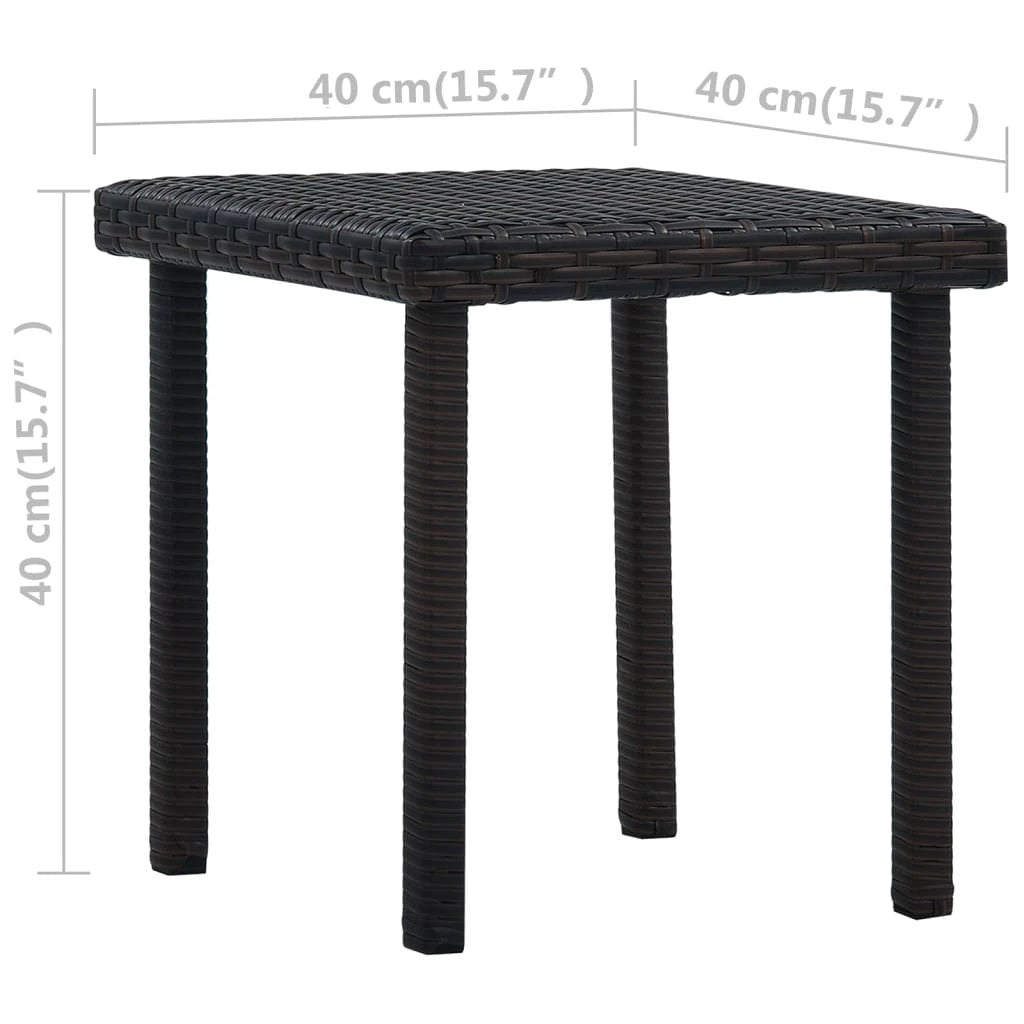 vidaXL Garden Tea Table Brown 40x40x40 cm Poly Rattan by vidaXL