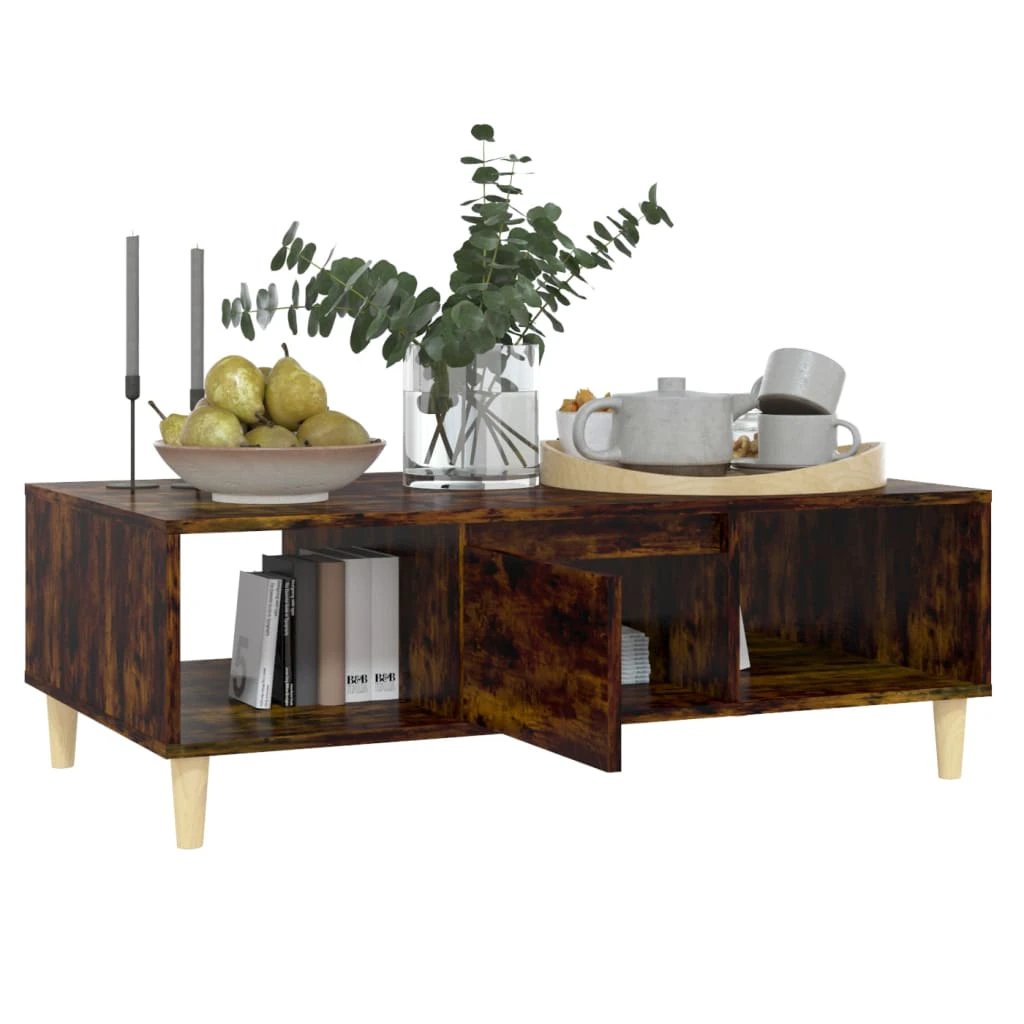 VidaXL Coffee Table 103.5x60x35 cm Smoked Oak Storage for Living Room by vidaXL