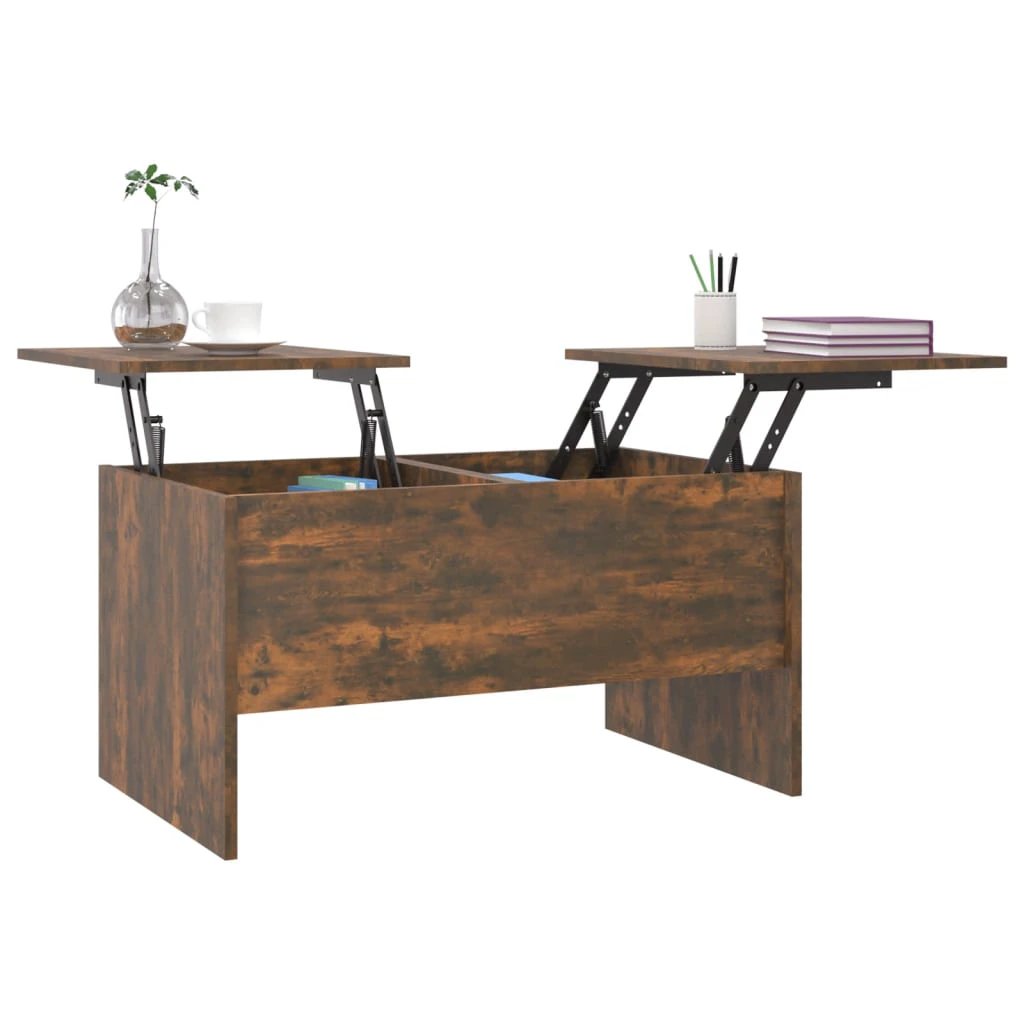 vidaXL VidaXL Coffee Table 80x50x42.5 Cm Smoked Oak Lift Top Storage Engineered Wood Living Room Decor - Coffee Table