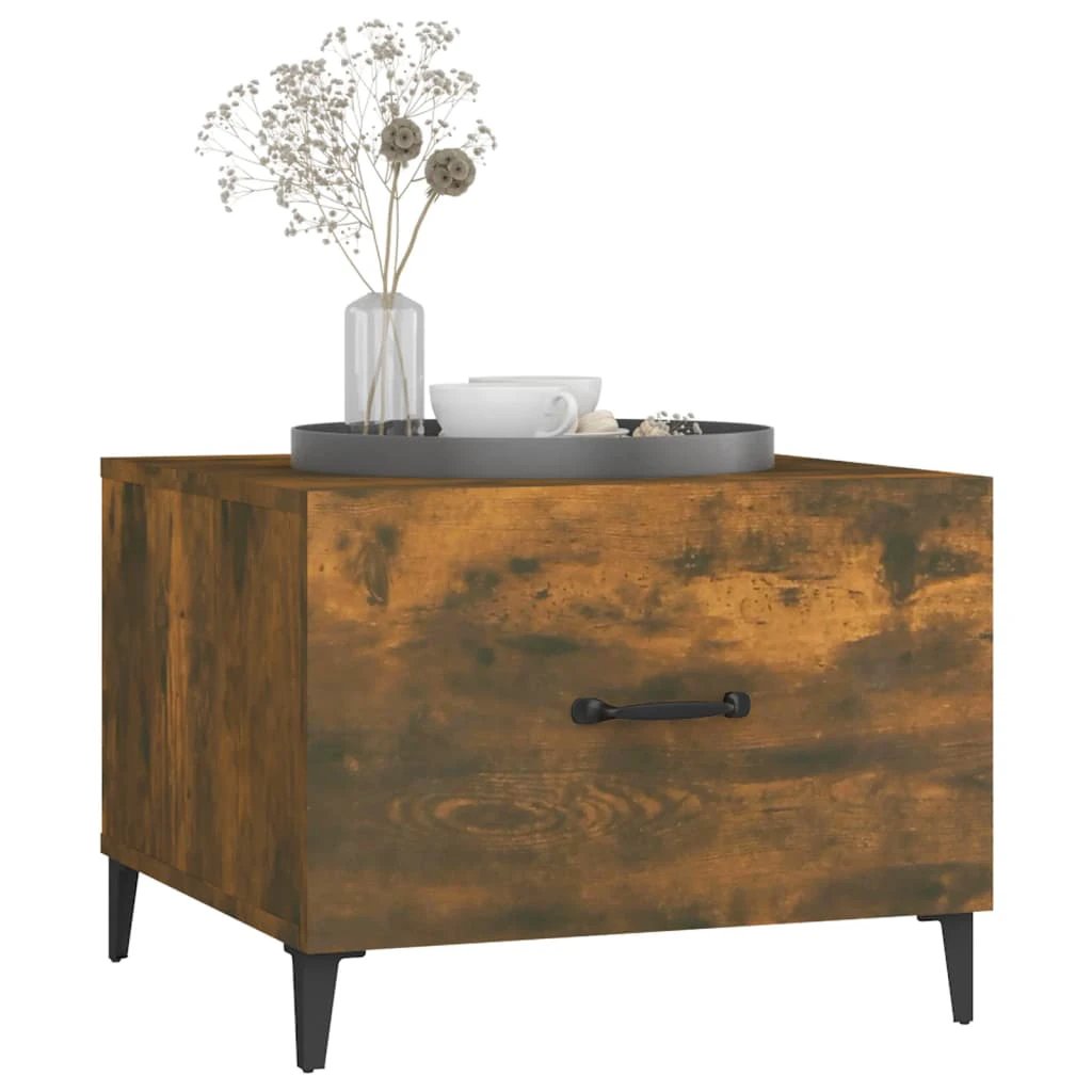 VidaXL Coffee Table 50x50x40 cm Smoked Oak Top With Metal Legs Living Room Decor by vidaXL