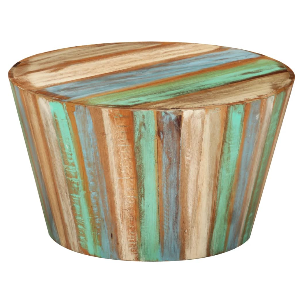 vidaXL Coffee Table Diameter 52 Cm Height 30 Cm Solid Reclaimed Wood Rustic Living Room Accent Handcrafted by vidaXL