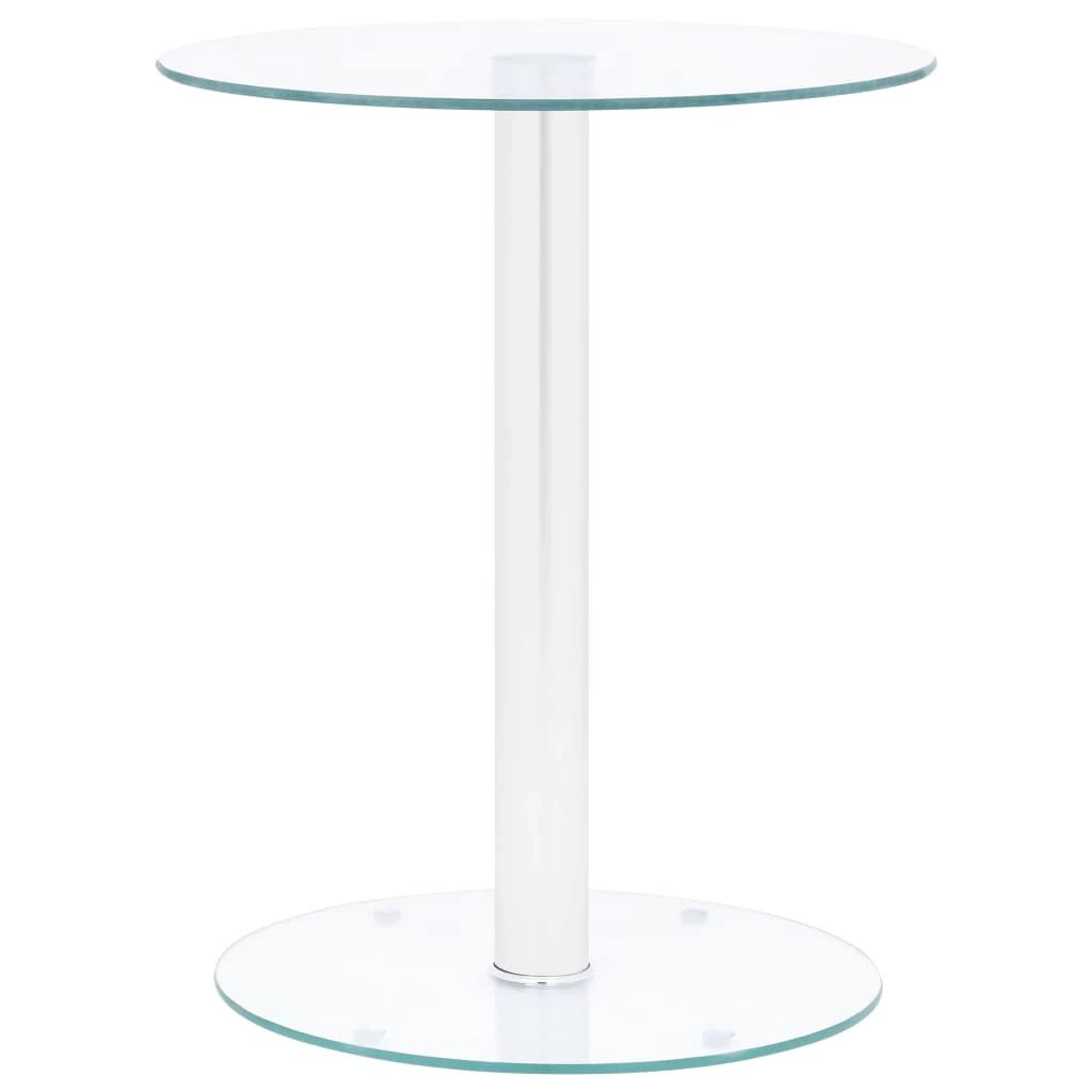 vidaXL Transparent Round Coffee Table 40 cm Tempered Glass with Aluminum Base for Living Room by vidaXL