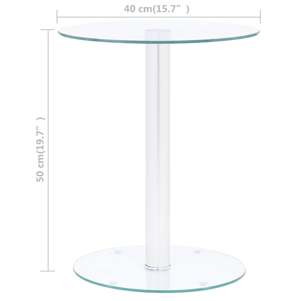 vidaXL Transparent Round Coffee Table 40 cm Tempered Glass with Aluminum Base for Living Room by vidaXL