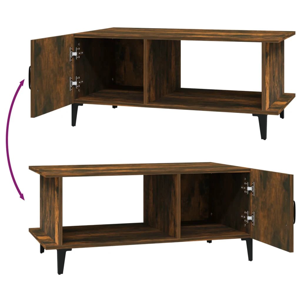 vidaXL VidaXL Coffee Table 90x50x40 cm Smoked Oak Engineered Wood With Storage Cabinet For Living Room - Coffee Table