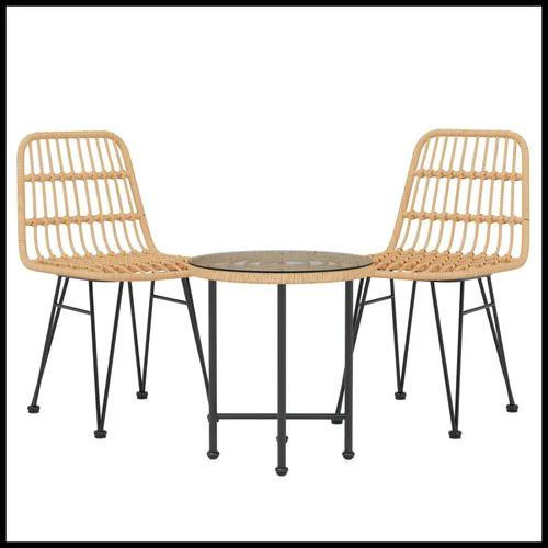vidaXL vidaXL 3 Piece Garden Dining Set with Weather Resistant Poly Rattan for Outdoor Entertaining - Garden Set