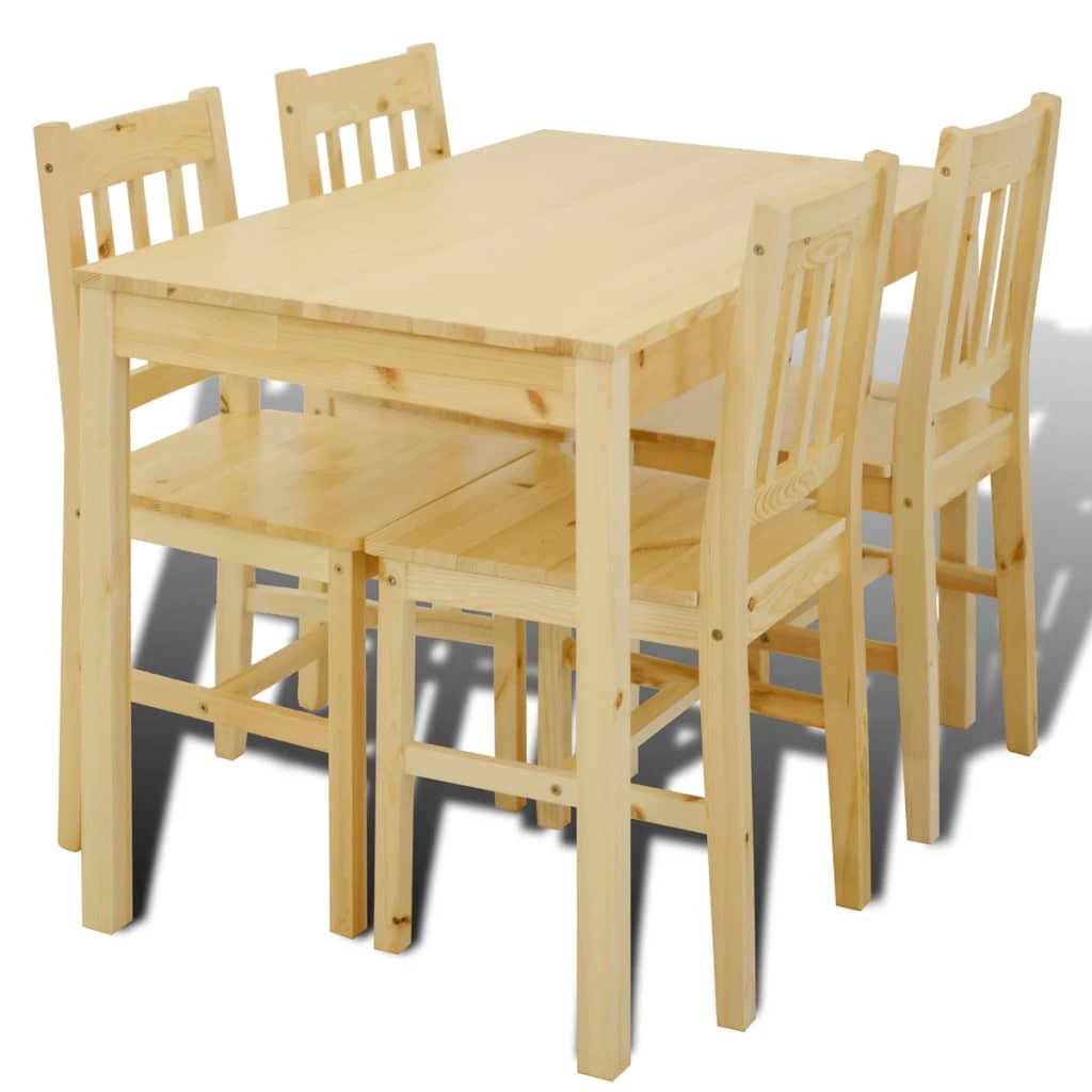 vidaXL vidaXL Dining Set 5 Pieces Pine Wood Natural - Dining Set