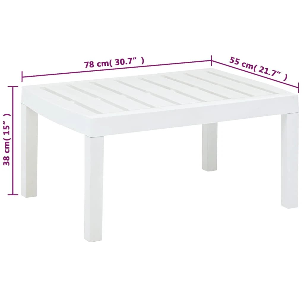 vidaXL Garden Table White 78x55x38 cm Plastic by vidaXL