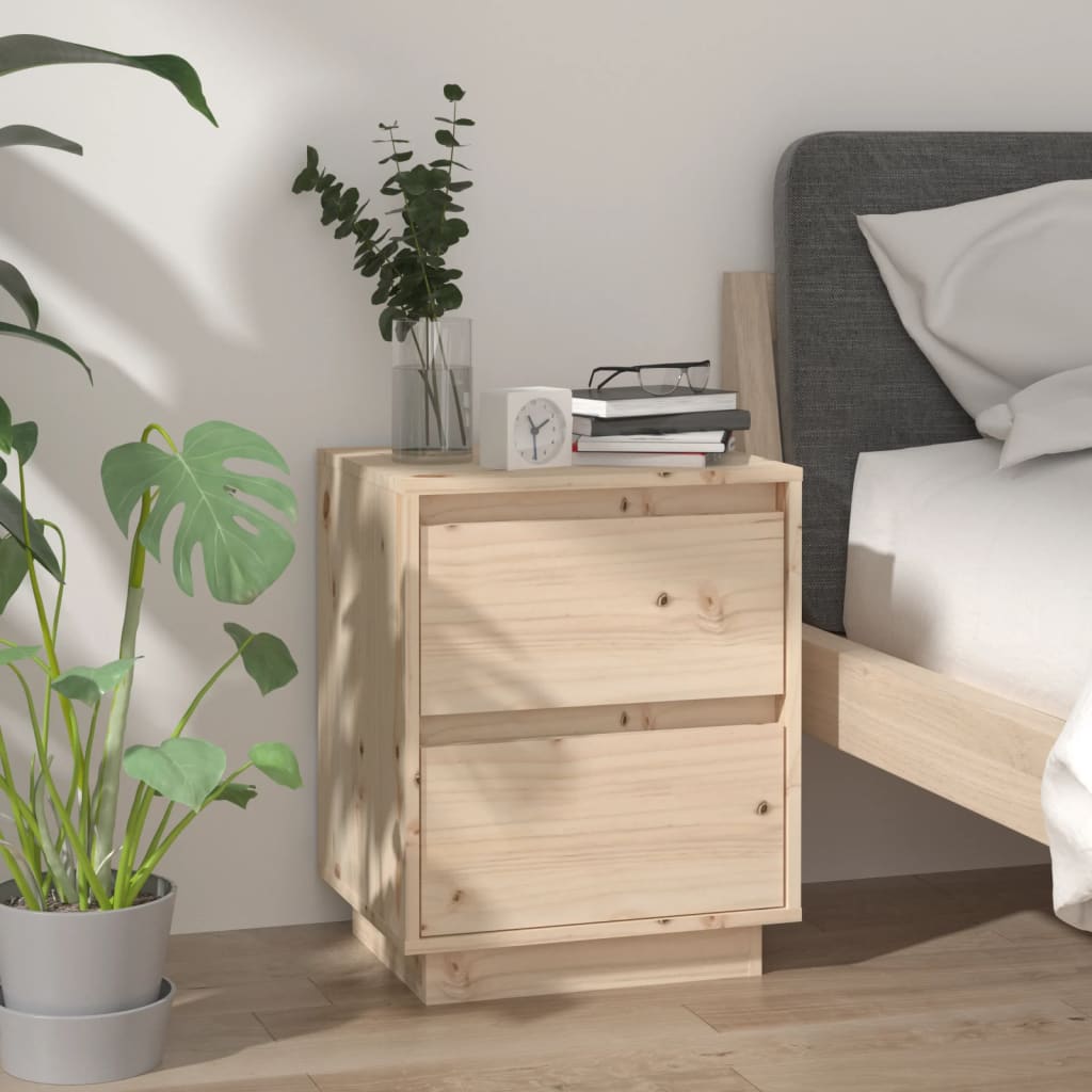 VidaXL Bedside Cabinet 40x35x50 cm Solid Pine Wood With Modern Charm Nightstand For Bedroom Storage by vidaXL