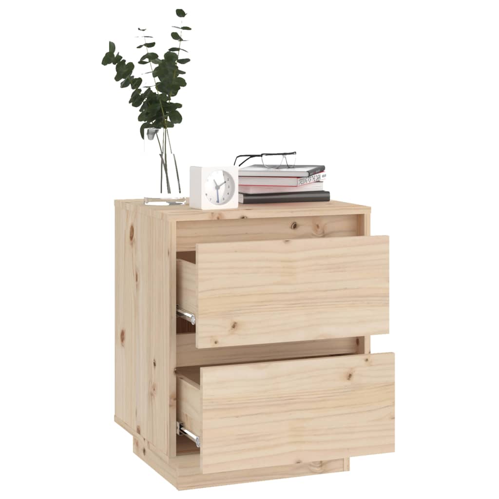VidaXL Bedside Cabinet 40x35x50 cm Solid Pine Wood With Modern Charm Nightstand For Bedroom Storage by vidaXL