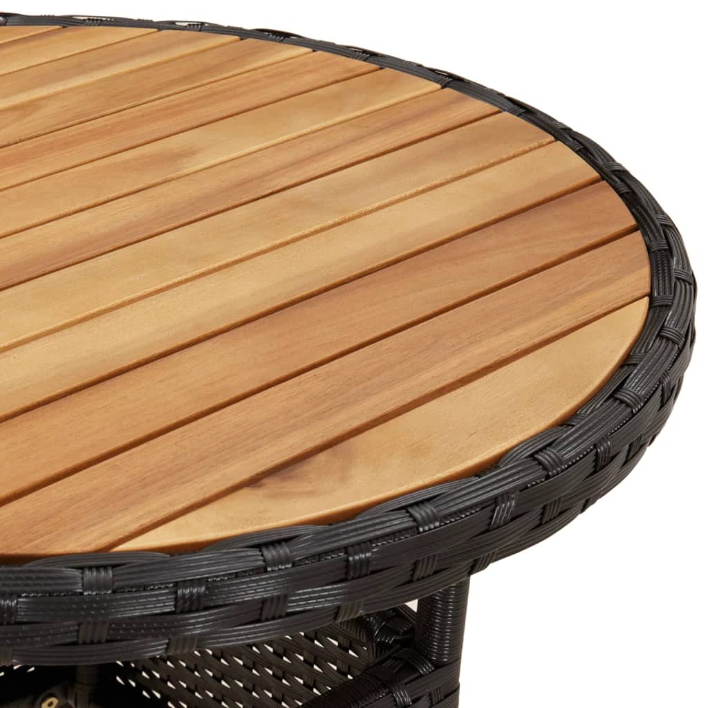 vidaXL Garden Table Ø60x75 cm Acacia Wood and Poly Rattan Black by vidaXL