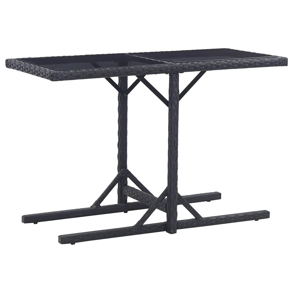 vidaXL vidaXL Garden Table Black 110x53x72 cm Glass and Poly Rattan - Garden Table