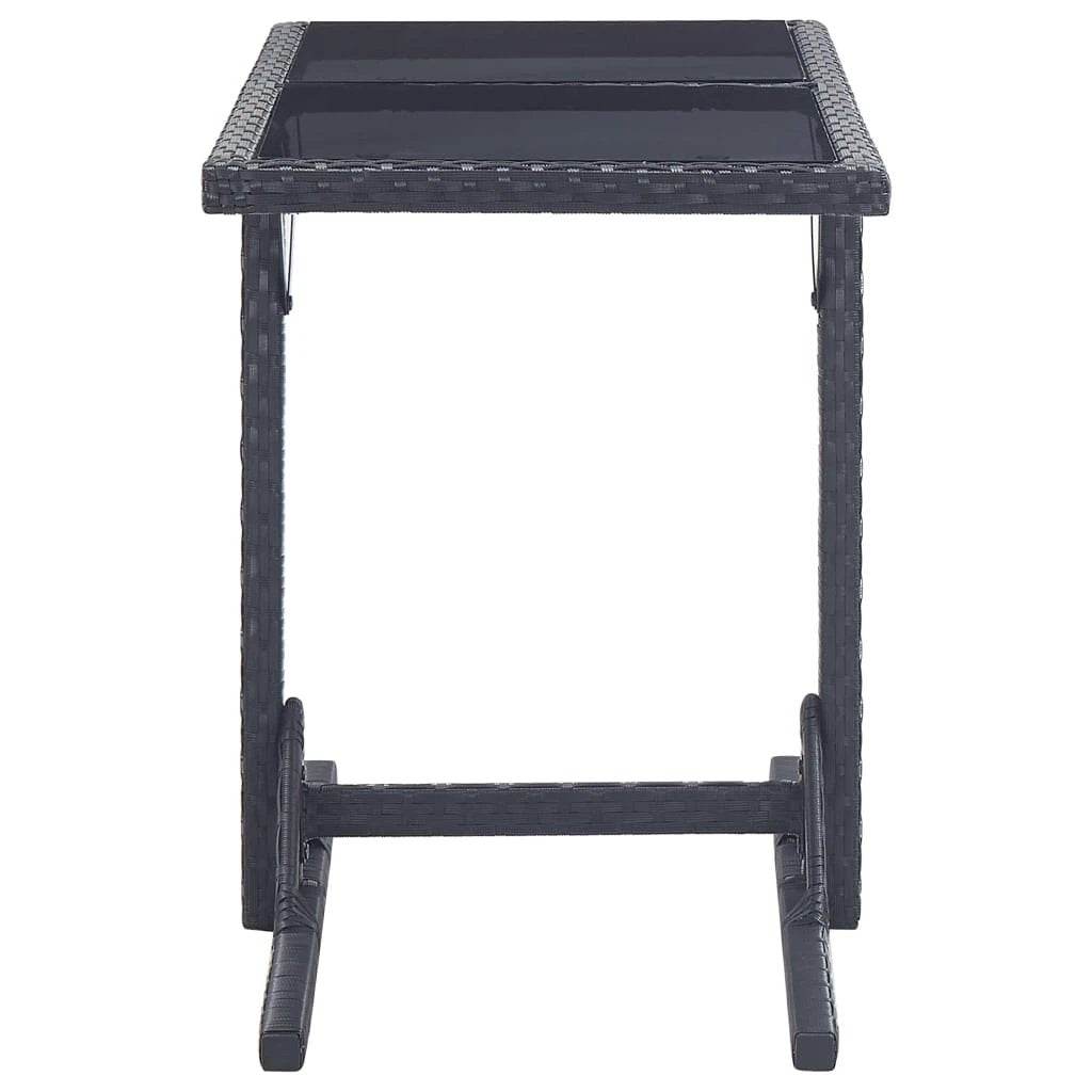 vidaXL vidaXL Garden Table Black 110x53x72 cm Glass and Poly Rattan - Garden Table
