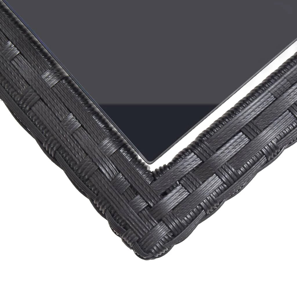 vidaXL vidaXL Garden Table Black 110x53x72 cm Glass and Poly Rattan - Garden Table