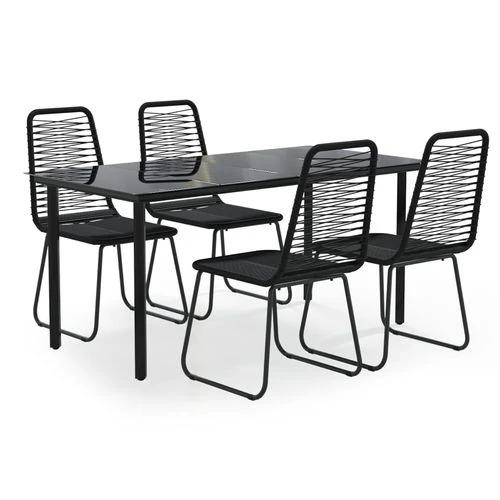 vidaXL vidaXL 5 Piece Garden Dining Set 160x80x74 cm Weather-Resistant Black Outdoor Furniture for Patio and Backyard - Garden Set