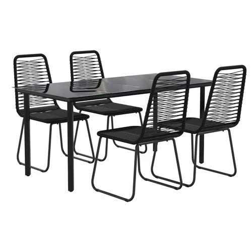 vidaXL vidaXL 5 Piece Garden Dining Set 160x80x74 cm Weather-Resistant Black Outdoor Furniture for Patio and Backyard - Garden Set