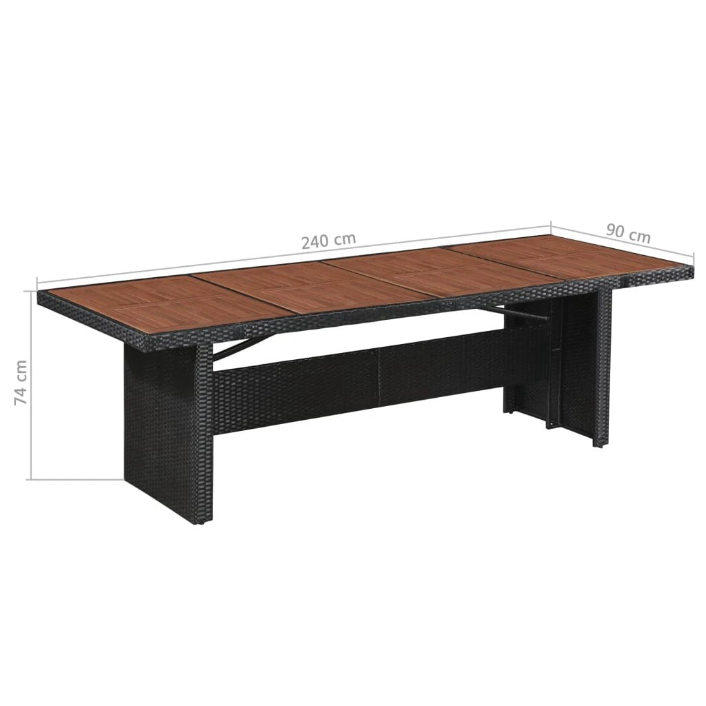 vidaXL vidaXL Garden Table 240x90x74 cm Poly Rattan and Solid Acacia Wood - Garden Table