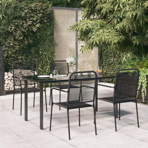 vidaXL vidaXL 5 Piece Garden Dining Set Black Cotton Rope and Steel - Garden Set