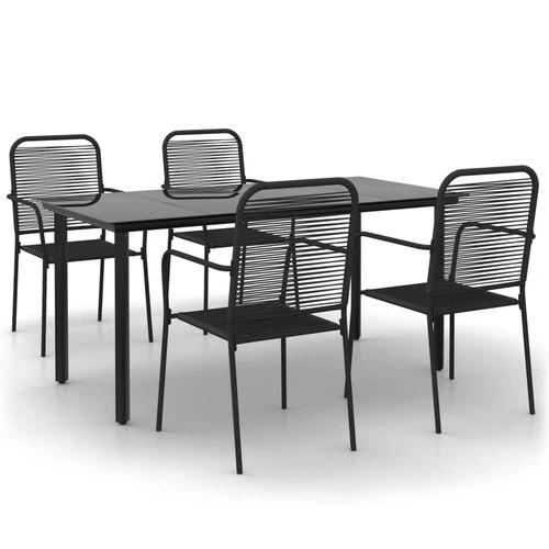vidaXL vidaXL 5 Piece Garden Dining Set Black Cotton Rope and Steel - Garden Set