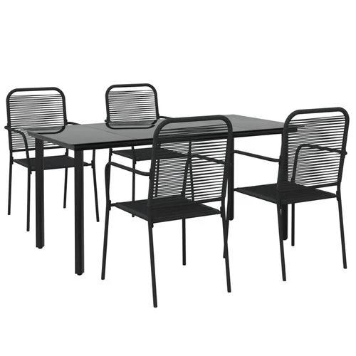 vidaXL vidaXL 5 Piece Garden Dining Set Black Cotton Rope and Steel - Garden Set