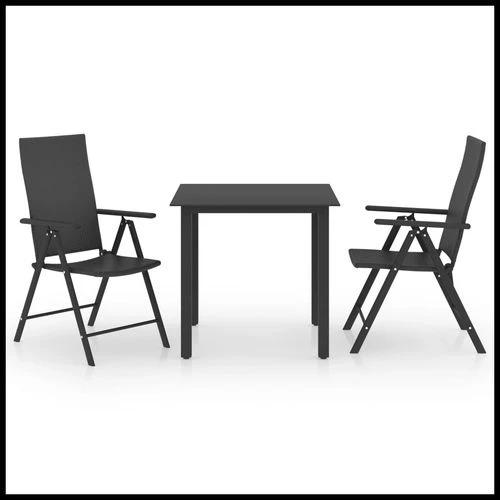 vidaXL vidaXL 3 Piece Garden Dining Set 80x80x74 cm Weather-Resistant PE Rattan and Glass Table for Outdoor Patio Use - Garden Set