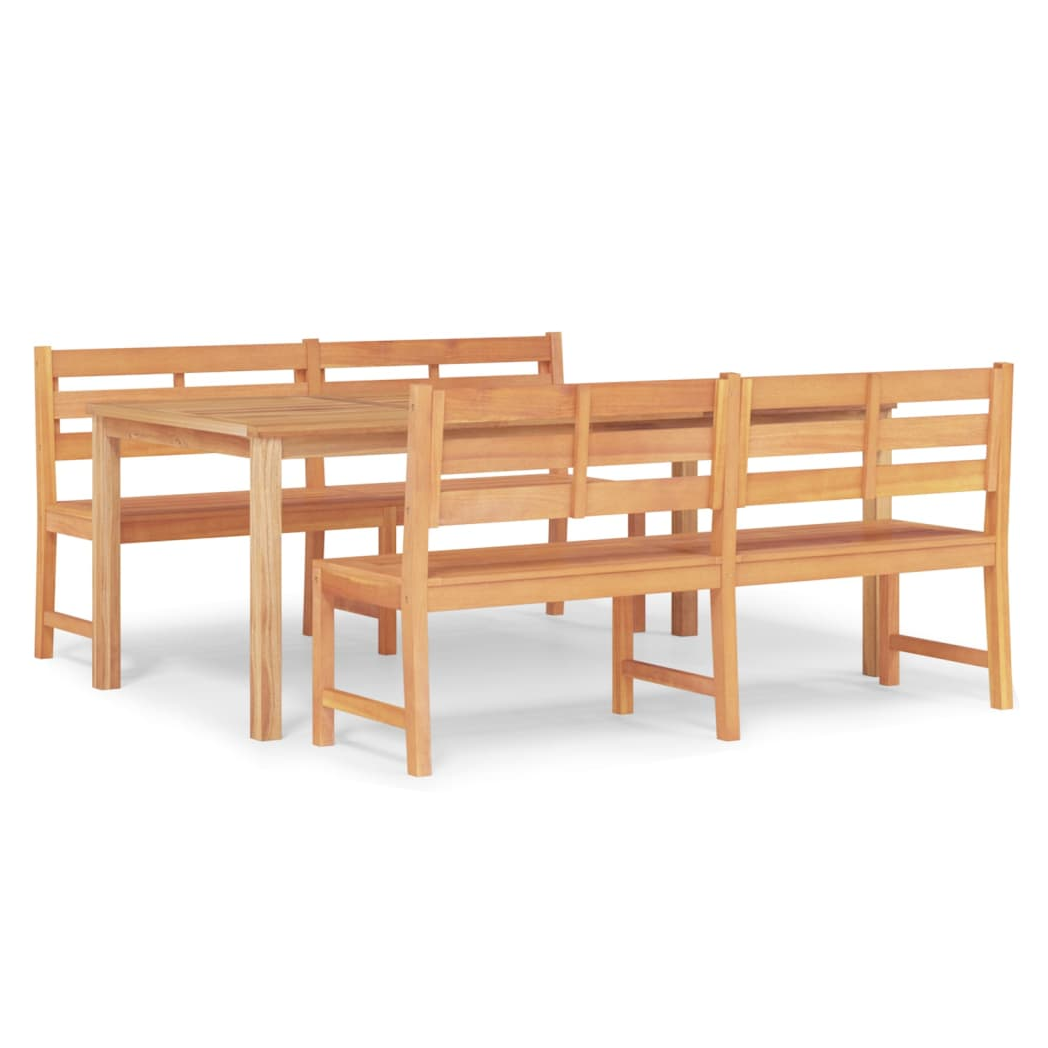 VidaXL Garden Dining Set Three-Piece Compact Teak Solid Wood Kiln-Dried Finish For Outdoor Patio by vidaXL