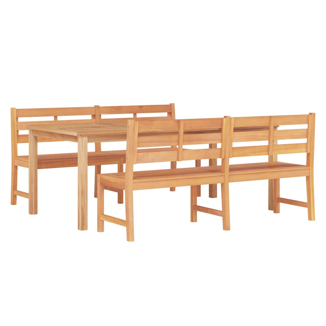 VidaXL Garden Dining Set Three-Piece Compact Teak Solid Wood Kiln-Dried Finish For Outdoor Patio by vidaXL