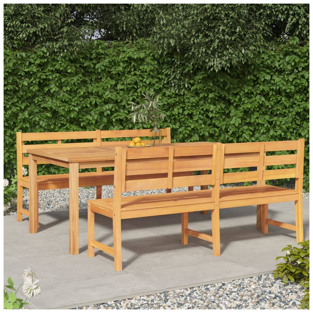 VidaXL Garden Dining Set Three-Piece Compact Teak Solid Wood Kiln-Dried Finish For Outdoor Patio by vidaXL