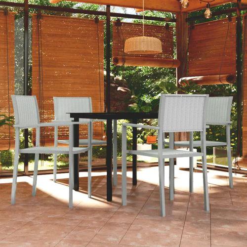 VidaXL 5 Piece Garden Dining Set 80x80x74 cm Powder-Coated Steel Frame with Rattan Look Chairs for Outdoor Patio and Balcony by vidaXL