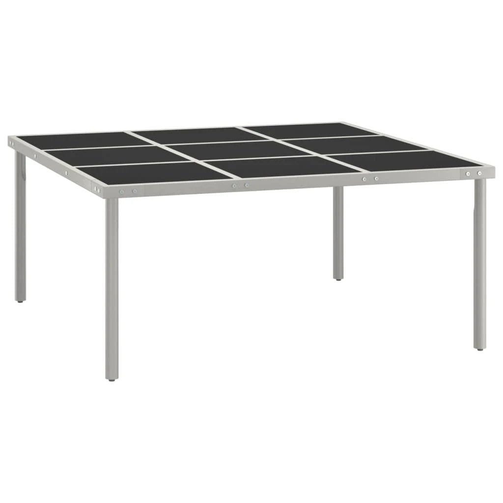 vidaXL Premium Garden Dining Table 170x170x74.5 cm Glass Top and Steel Powder Coated Frame For Outdoor Patio - Garden Table