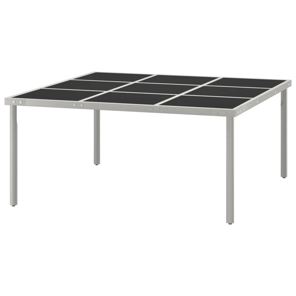 vidaXL Premium Garden Dining Table 170x170x74.5 cm Glass Top and Steel Powder Coated Frame For Outdoor Patio - Garden Table