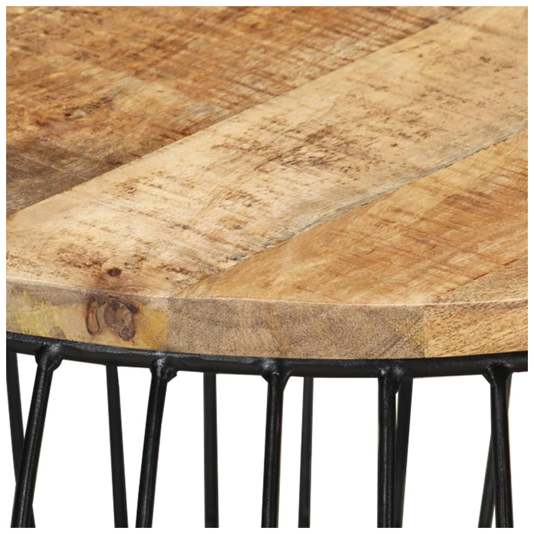 vidaXL Coffee Table Diameter 68 cm Rough Mango Wood Vintage Style Living Room Wrought Iron Base by vidaXL