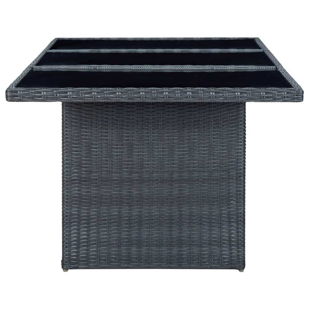 vidaXL Garden Table Dark Grey Poly Rattan and Tempered Glass by vidaXL