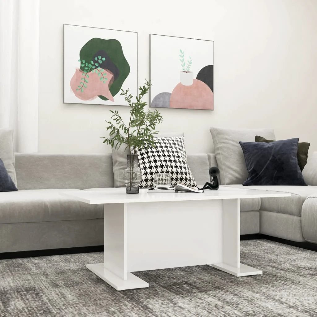 vidaXL VidaXL Coffee Table 103.5x60x40 cm Engineered Wood Durable White Finish For Living Room - Coffee Table